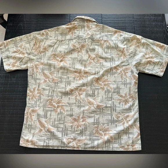 Pierre Cardin Shirt Mens XL 100% Cotton Tropical Hawaiian Palm Floral Button - Picture 2 of 4